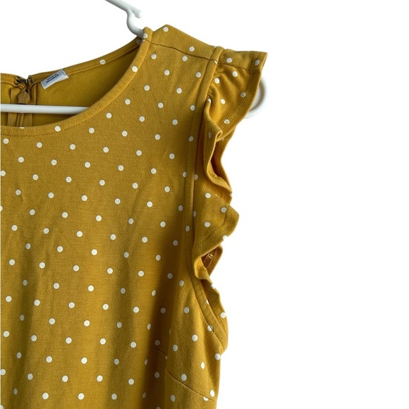 Old Navy Dress MustardYellow Polka Dot Flutter Sleeve Ruffle Hem • Used • Medium - Picture 3 of 5